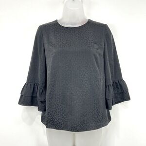 Lilly Pulitzer Top Women's XXS Onyx Animal Print Christie‎ Jacquard Whimsigoth